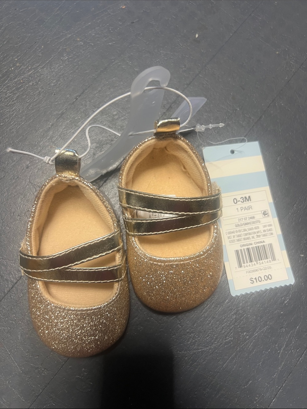 Cat & Jack Gold Glitter Mary Jane Baby Shoes
